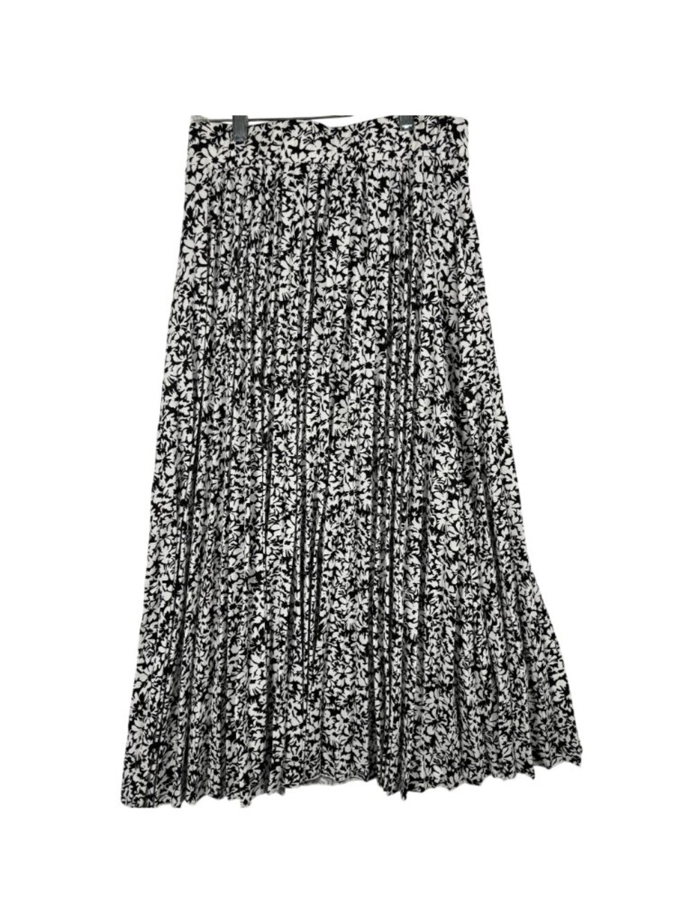 Lark + Grey Floral Black & White Pleated Tie Belt Skirt Size M Polyester Blend - Picture 3 of 9